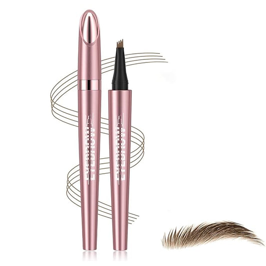 3D Eyebrow Pencil, 4 Tip Microblading, 24 Hours Smudge Proof Brow Pen, Brow Pen Makeup Natural Fine Stroke, Waterproof Eyebrow Pencil for Women (Light Brown) -1 Pack