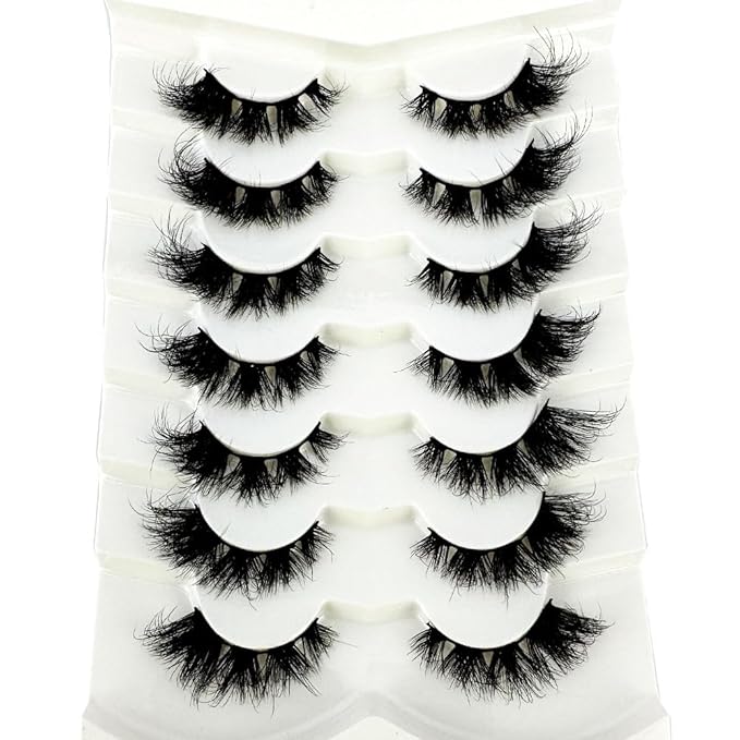 HBZGTLAD NEW 7pairs Cat eye Eyelashes 3D Natural False Lashes 5d Fluffy Soft Cross Manga Lashes Wispy Natural Eyelash Extension Makeup (L16)