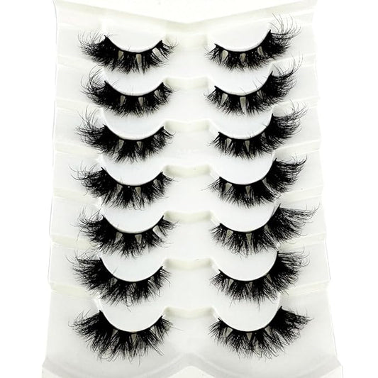 HBZGTLAD NEW 7pairs Cat eye Eyelashes 3D Natural False Lashes 5d Fluffy Soft Cross Manga Lashes Wispy Natural Eyelash Extension Makeup (L16)