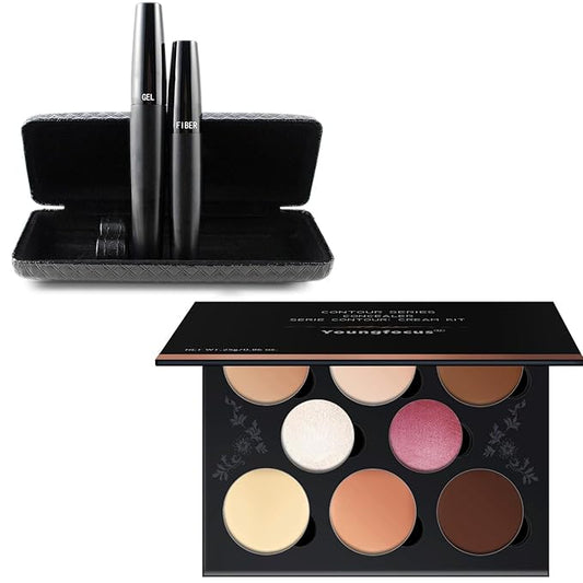 Youngfocus 3D Fiber Lash Mascara Waterproof + Cream Contour Best 8 Colors （Face Blushes）
