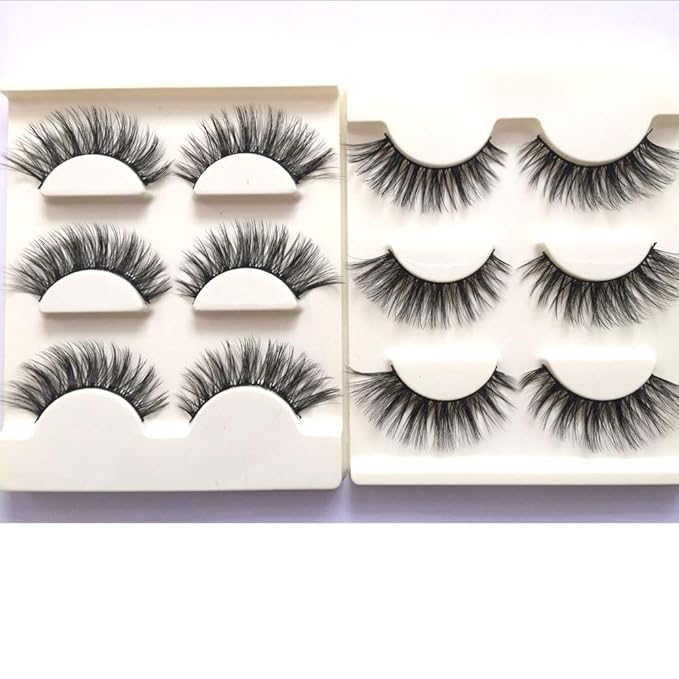 Imported Korea Fiber Faux Mink False Eye lashes Handmade Reusable Long Cross Volume Dramatic Lashes Natural Look Makeup Thick Black Fake EyeLashes