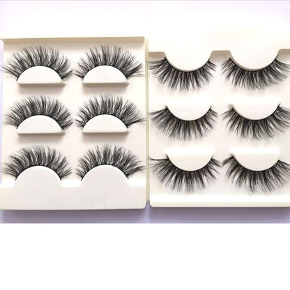 Imported Korea Fiber Faux Mink False Eye lashes Handmade Reusable Long Cross Volume Dramatic Lashes Natural Look Makeup Thick Black Fake EyeLashes