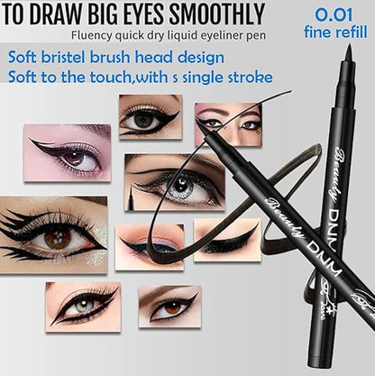 evpct 12Pcs Colors Matte Waterproof Colored Liquid Eyeliner Colorful Set Rainbow Colorful Neon Winged Eyeliner Stamp Shapes delineador de ojos de colores Red Orange Pink Black Blue Liquid Eye Liners