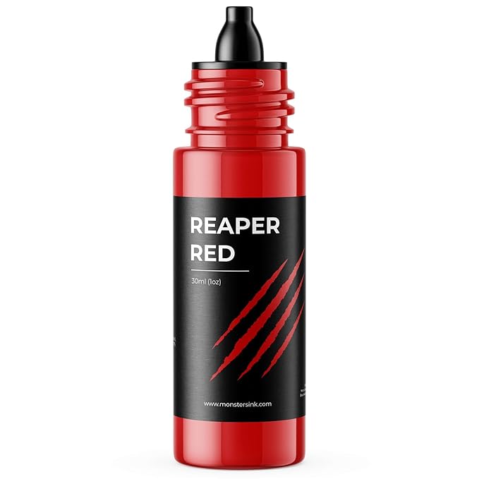 Red Tattoo Ink by Monsters Ink, Reaper Red Tattoo Ink a Lip Stick Red Tattoo Ink (Reaper Red, 1oz)