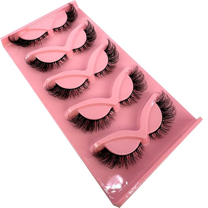 HBZGTLAD New 3D Cat-Eye Mink Eyelashes Curled Winged Natural Realistic Messy End Eye Elongated Thick False Eyelashes Soft Fake Eyelashes (V4)