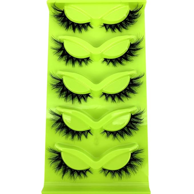 HBZGTLAD New 3D Cat-Eye Mink Eyelashes Curled Winged Natural Realistic Messy End Eye Elongated Thick False Eyelashes Soft Fake Eyelashes (MF-6)