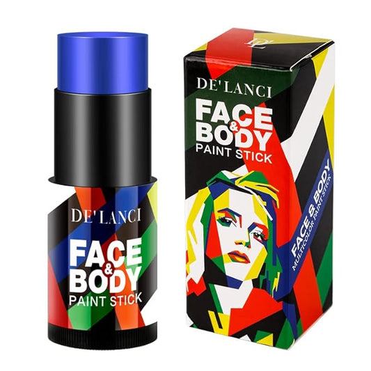 Professional Blue Face Body Paint Stick Makeup, DE’LANCI Cream Blendable Dark Blue Grease Foundation Painting Pen,Zombie Halloween SFX Special Effects Cosplay Costume Makeup, #05 ELF BLUE
