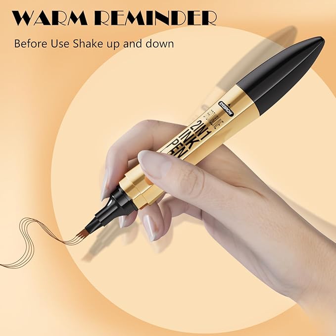 2 in 1 Magic Eyebrow Pencil,2024 Upgrade 3D Microblading Eyebrow Tattoo Pencil 4 Fork Tip with Eyeliner,Double Head Microblading Eyebrow Pencil Waterproof Makeup Tools (Dark Brown)
