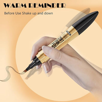 2 in 1 Magic Eyebrow Pencil,2024 Upgrade 3D Microblading Eyebrow Tattoo Pencil 4 Fork Tip with Eyeliner,Double Head Microblading Eyebrow Pencil Waterproof Makeup Tools (Dark Brown)