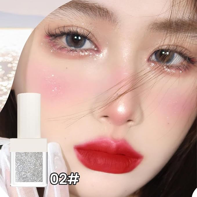 Waterproof Liquid Glitter Sparkly Eyeshadow Eyeliner Makeup.Fairy Eye Shadow Iridescent Pearl Peach Gold Eyeshadow Jewels Liquid Eyeshadow- (02#)
