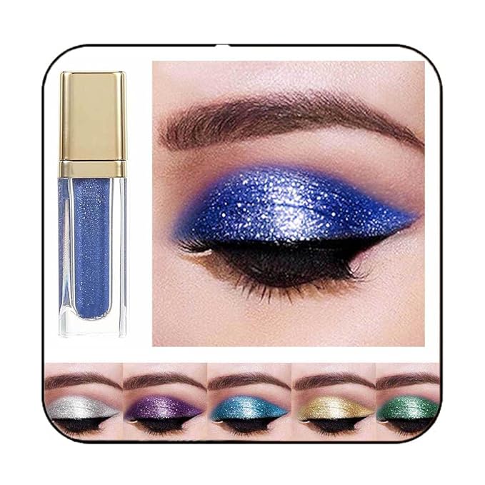 Kilshye Glitter Liquid Eyeshadow Shimmer Eye Shadow Metallic Eyeshadows High Pigment Eyes Shadow Long Lasting Waterproof Eyes Liquid Makeup for Women and Girls Pack of 1 (D- Blue 15)