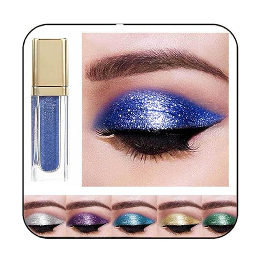 Kilshye Glitter Liquid Eyeshadow Shimmer Eye Shadow Metallic Eyeshadows High Pigment Eyes Shadow Long Lasting Waterproof Eyes Liquid Makeup for Women and Girls Pack of 1 (D- Blue 15)