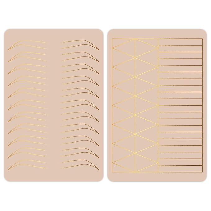 3 pcs Thicken Two sides Microblading Practice Silicon Skin Perfect for Permanent Makeup and Microblading Nano brows ombre brow practice (Golden Printing)