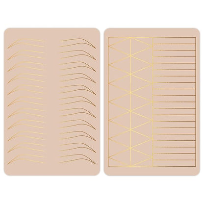 3 pcs Thicken Two sides Microblading Practice Silicon Skin Perfect for Permanent Makeup and Microblading Nano brows ombre brow practice (Golden Printing)