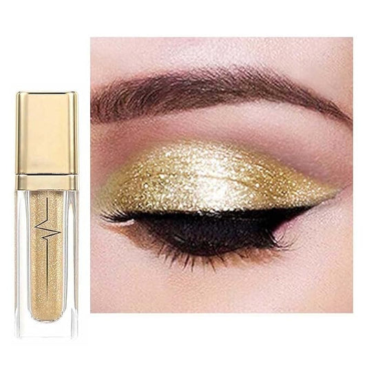 Kilshye Glitter Liquid Eyeshadow Shimmer Eye Shadow Metallic Eyeshadows High Pigment Eyes Shadow Long Lasting Waterproof Eyes Liquid Makeup for Women and Girls Pack of 1 (E- Gold 6)
