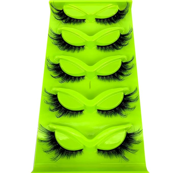 HBZGTLAD New 3D Cat-Eye Mink Eyelashes Curled Winged Natural Realistic Messy End Eye Elongated Thick False Eyelashes Soft Fake Eyelashes (MF-1)