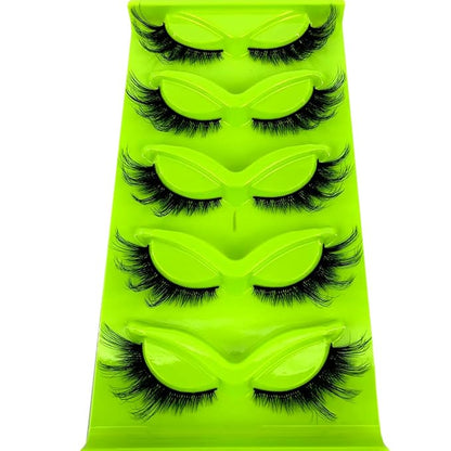 HBZGTLAD New 3D Cat-Eye Mink Eyelashes Curled Winged Natural Realistic Messy End Eye Elongated Thick False Eyelashes Soft Fake Eyelashes (MF-1)