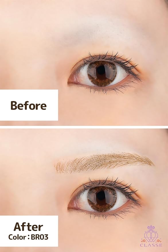 CLASSE Waterproof Eyebrow Tattoo Sticker, 12pair 4D Hair-Like temporary sticker on eyebrows, No water needed, peel off Painfuless, for women girls Natural Flat Light Brown
