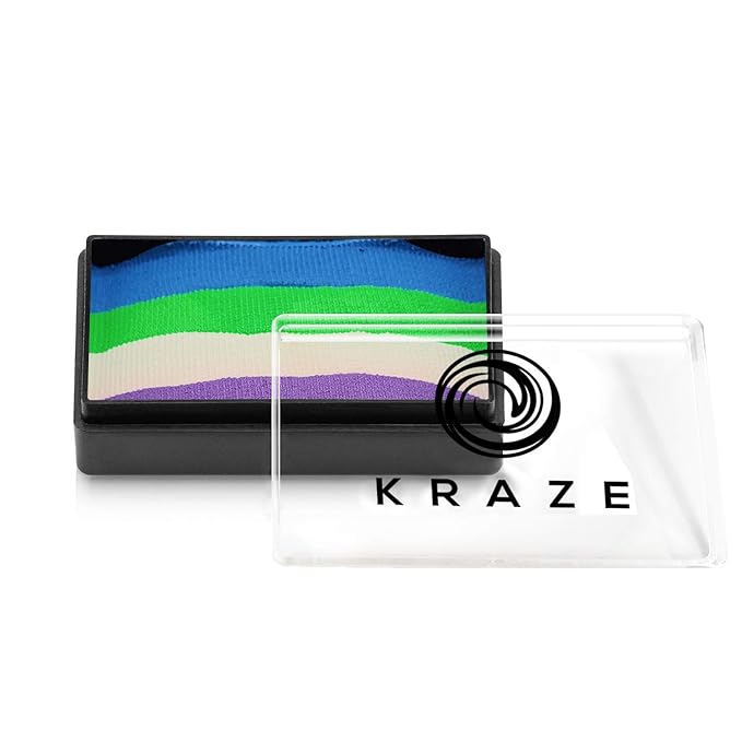Kraze FX Dome Stroke - Serene (25 gm), Professional 1-Stroke Split Cake, Hypoallergenic, Non-Toxic, Water Activated Face & Body Painting Makeup Supplies for Sensitive Skin, Kid Safe, Adults