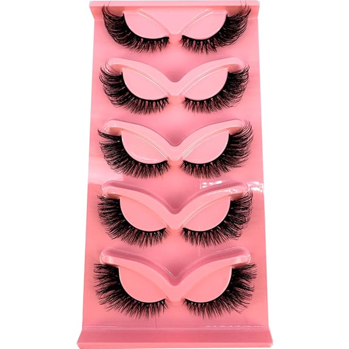HBZGTLAD New 3D Cat-Eye Mink Eyelashes Curled Winged Natural Realistic Messy End Eye Elongated Thick False Eyelashes Soft Fake Eyelashes (V12)