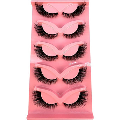 HBZGTLAD New 3D Cat-Eye Mink Eyelashes Curled Winged Natural Realistic Messy End Eye Elongated Thick False Eyelashes Soft Fake Eyelashes (V12)