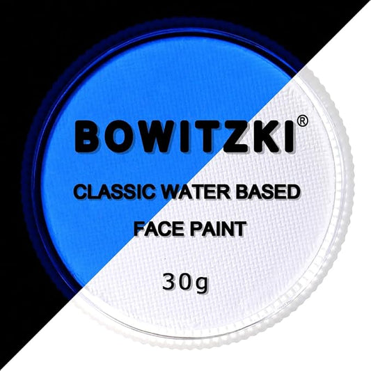 Bowitzki 30g Professional Face Paint Body Paint Water Based Face painting Makeup Safe for Kids and Adults Split Cake Single Color (Neon White)