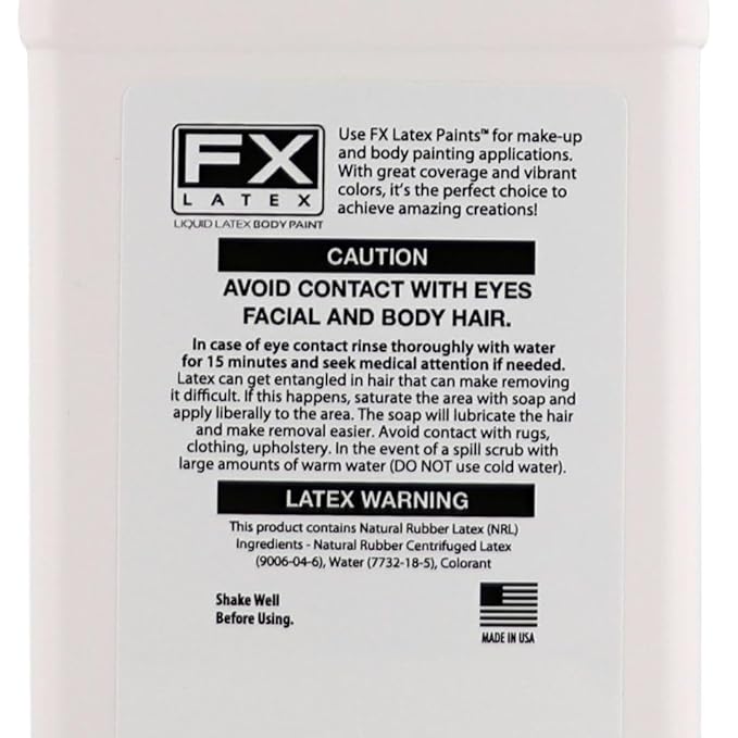 Liquid Latex - Face and Body Paint, Ammonia Free, Easy On and Off, Cosplay Makeup, Create Professional Monster, Zombie Arts 16 Oz (Metallic Silver)