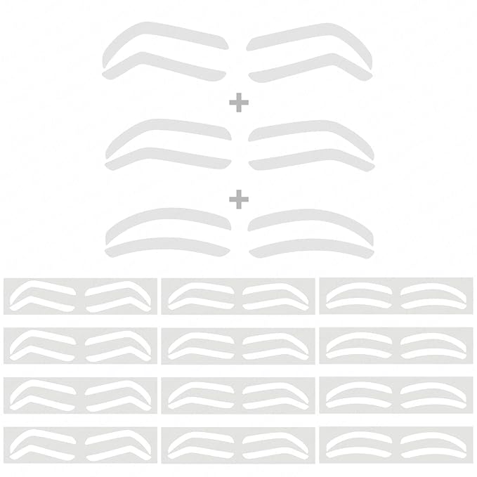 2 Bags Airbrush Eyebrow Design Stickers Stencils, Disposable Semi-permanent Auxiliary Stickers, Airbrush Brow Shaping Mapping Guide Tape Air Brush Templates for Tinting Makeup (D Type -2Bags- 24Pairs)