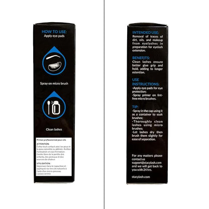 Eyelash Extension Primer/Cleanser (1.35fl.oz/40ml) Stacy Lash/Protein Oil Remover/Increase Adhesive Bonding Power Retention/Pretreatment for Individual Semi Permanent Extensions Glue Supplies