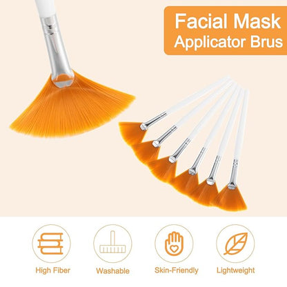 48 Pcs Fan Brushes Facial Applicator, Multi-Use Soft Peel Makeup Brush Spa Tools for Women and Girls Enhance Your Skincare Ritual-Yellow
