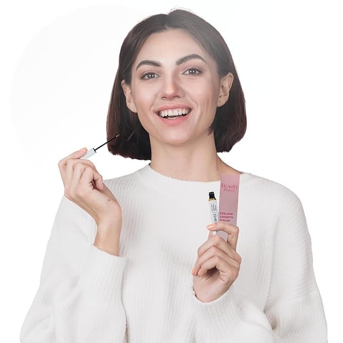 Beauty Wavez Natural Eyelash Growth Serum - Lash Growth Serum with Advanced Formula to Boost Longer Fuller, Thicker Looking Eyelashes and Eyebrows - Vegan & Cruelty-Free Eyebrow Growth Serum, 30ML