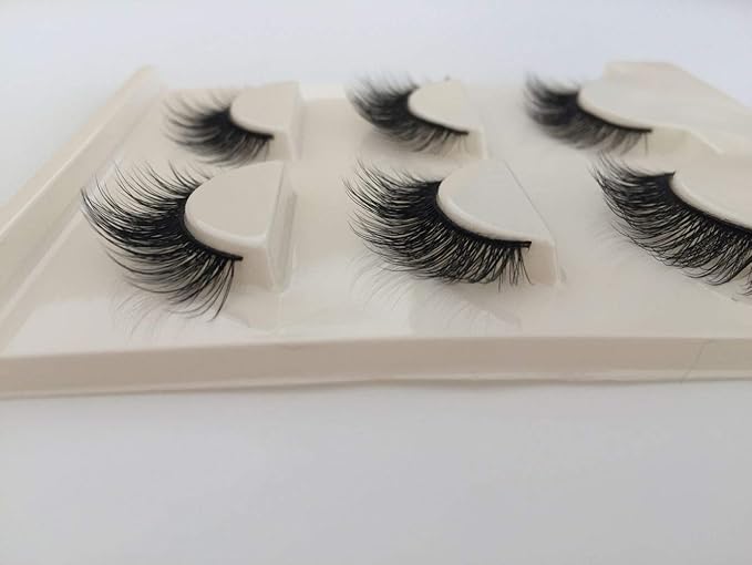 Imported Korea Fiber Faux Mink False Eye lashes Handmade Reusable Long Cross Volume Dramatic Lashes Natural Look Makeup Thick Black Fake EyeLashes