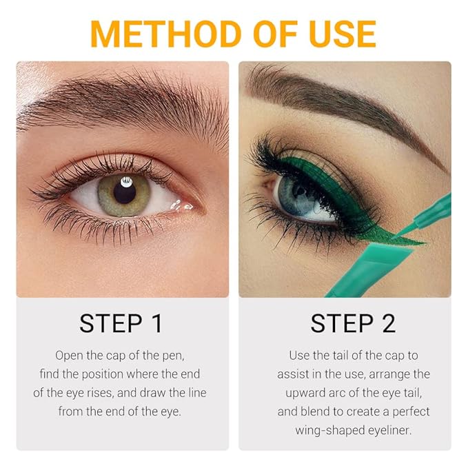 evpct 3Pcs Green Royal Blue Nordic Purple Liquid Wing Eyeliner Stamp Eye Pencil Set Waterproof Colored Color Eye Liner Stamps Shapes delineador de ojos contra el agua delineadores de colores para ojos