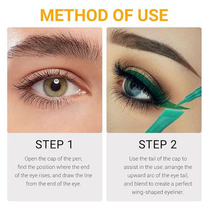 evpct 3Pcs Green Royal Blue Nordic Purple Liquid Wing Eyeliner Stamp Eye Pencil Set Waterproof Colored Color Eye Liner Stamps Shapes delineador de ojos contra el agua delineadores de colores para ojos