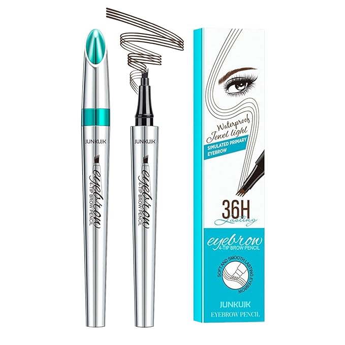 Microblade Eyebrow Pen,4 Tip Eyebrow Pencil,Waterproof Microblading Eyebrow Tattoo Pen,Long Lasting Smudge Proof Eye Brow Pen Pencils for Women(Dark Brown)