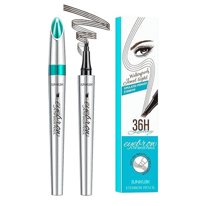 Microblade Eyebrow Pen,4 Tip Eyebrow Pencil,Waterproof Microblading Eyebrow Tattoo Pen,Long Lasting Smudge Proof Eye Brow Pen Pencils for Women(Dark Brown)