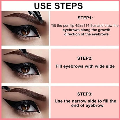 New Magic Eyebrow Pencil, 3D Waterproof Microblading Eyebrow Pencil Contouring Pen, 4 Tipped Precise Brow Pen, Fine Stroke Microblading Eyebrow Pencil Creates Natural Makeup Effect (Light Brown)