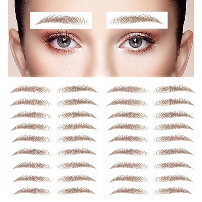 40 Pairs 6D Hair-Like Eyebrow Stickers Waterproof Natural Fake Tattoo Eyebrows Transfers Temporary Brow Tattoo Peel Off Grooming Shaping Sticker for Woman Makeup Tool