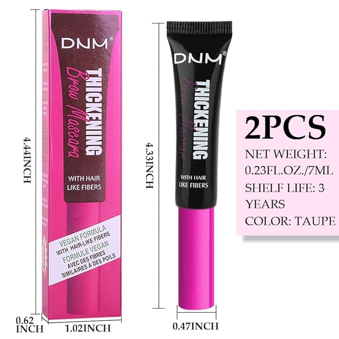 Tinted Thickening Brow Mascara,Brow Fast Sculpt,Waterproof, Transfer-proof, Brush to Fill in Eyebrows and Cover Gray Hairs - Cruelty Free - Light Medium Brown (2pcs 08 Black)