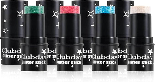 Body Glitter Stick, 4 Colors Mermaid Sequins Glitter Gel for Face and Body, Waterproof Chunky Glitter for Stage Party Club Holographic Glitter Makeup, Blue Face Glitter Gel Eye Glitter