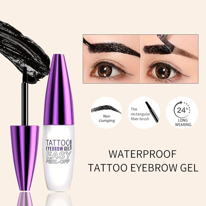 2Pcs Peel-Off Tattoo Eyebrow Gel, Transfer-proof, Waterproof (Brown)