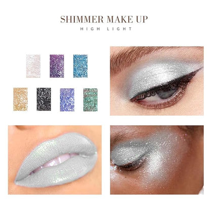 Kilshye Glitter Liquid Eyeshadow Shimmer Eye Shadow Metallic Eyeshadows High Pigment Eyes Shadow Long Lasting Waterproof Eyes Liquid Makeup for Women and Girls Pack of 1 (F- White 1)