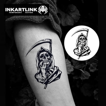 Semi Permanent Tattoo, men's tattoo, exquisite and realistic design, fun tattoo experience, cruelty-free, non-reflective, waterproof (Undead Messenger)