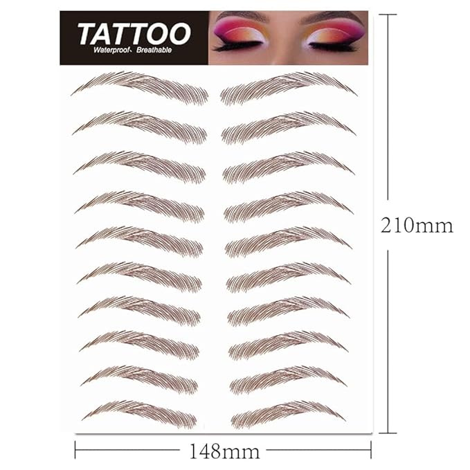 40 Pairs 6D Hair-Like Eyebrow Stickers Waterproof Natural Fake Tattoo Eyebrows Transfers Temporary Brow Tattoo Peel Off Grooming Shaping Sticker for Woman Makeup Tool