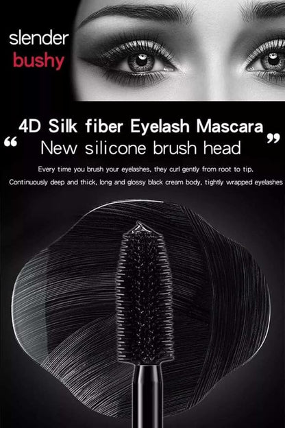 4D Silk Fiber Eyelash Mascara, Waterproof & Long-Lasting Mascara Black Volume