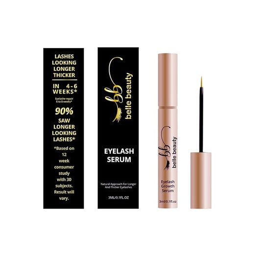 Belle Beauty Eyelash Growth Serum, Longer Looking Eyelashes, Lash Enhancing Serum, for Natural Lashes and Lash Extensions, 3ML/0.11 fl oz