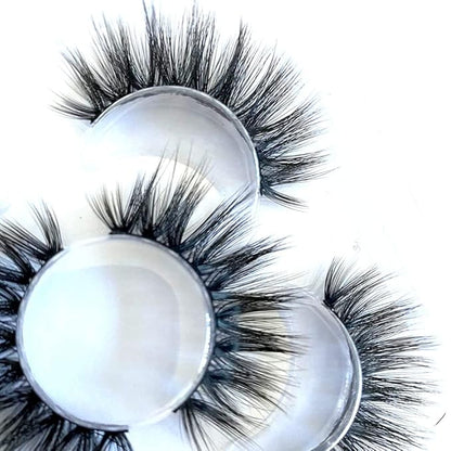 Sunniess False Eyelashes 8D Faux Mink Lashes 100% Handmade Reusable Natural Look Fake Eye lashes Cat-Eye Fluffy Wispy Lashes Dramatic Long Thick Volume Soft Lashes Packs