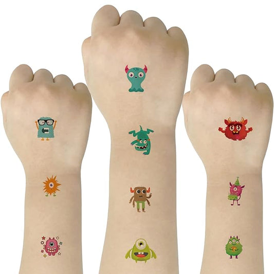 (Pack of 10 Sheets) Monster Waterproof Temporary Tattoo Stickers for Kids Boys and Girls, Party Favors Decorations