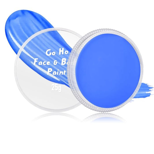 Go Ho Blue Face Paint Washable for Halloween Makeup,Creamy to Gel Water Based Body Paint Full Coverage for Cosplay SFX Smurf Mystique Avatar Clown Makeup,Blue,25g