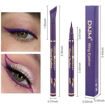 evpct 2Pcs Blue Violet Nordic Purple Liquid Wing Eyeliner Stamp Eye Pencil Set Waterproof Colored Color Eye Liners Stamps Shapes delineador de ojos contra el agua delineadores de colores para ojos 7&8